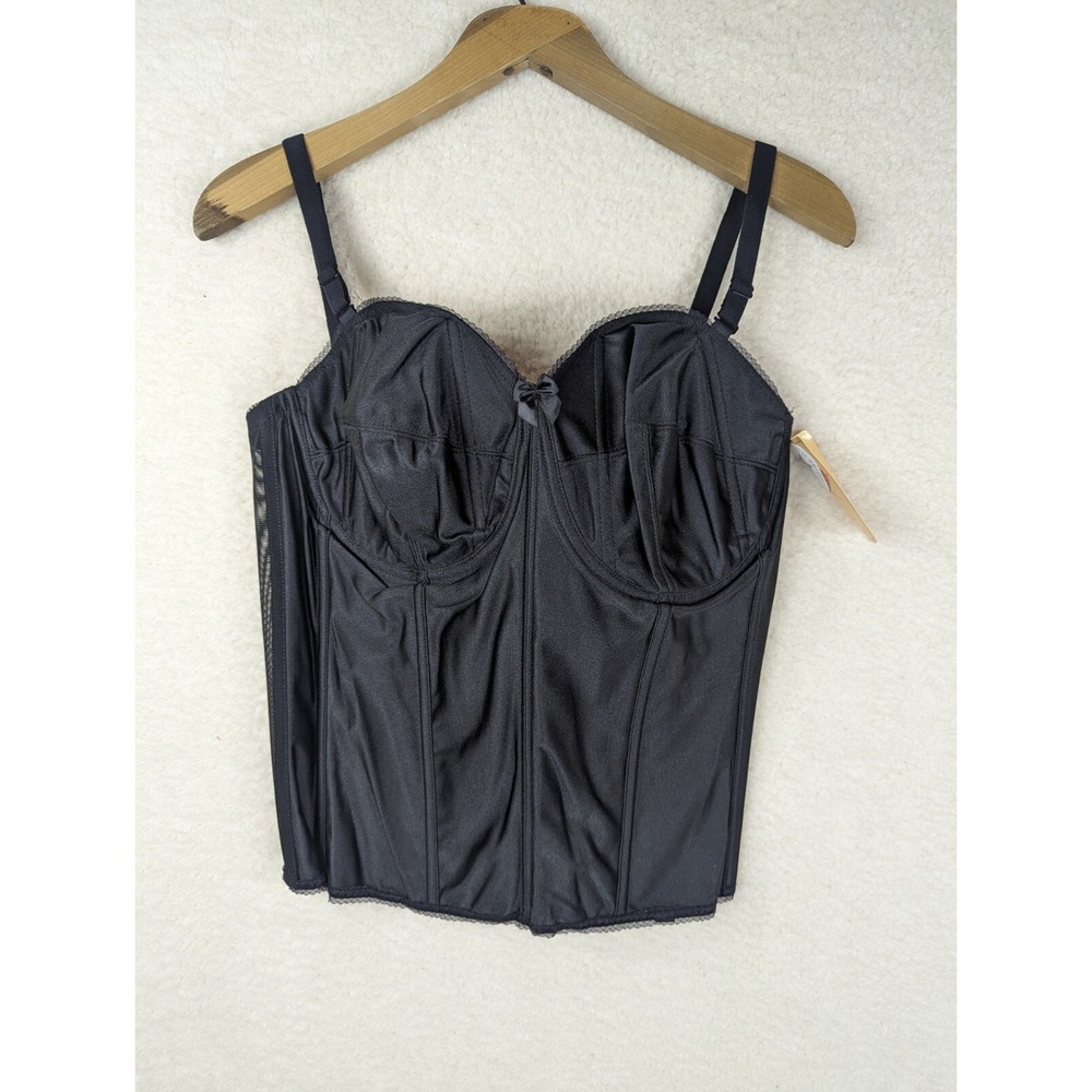 Vtg Vintage Corset Bustier Top Black Boudoir Pinup Sexy NWT 42DD‎ Cosplay